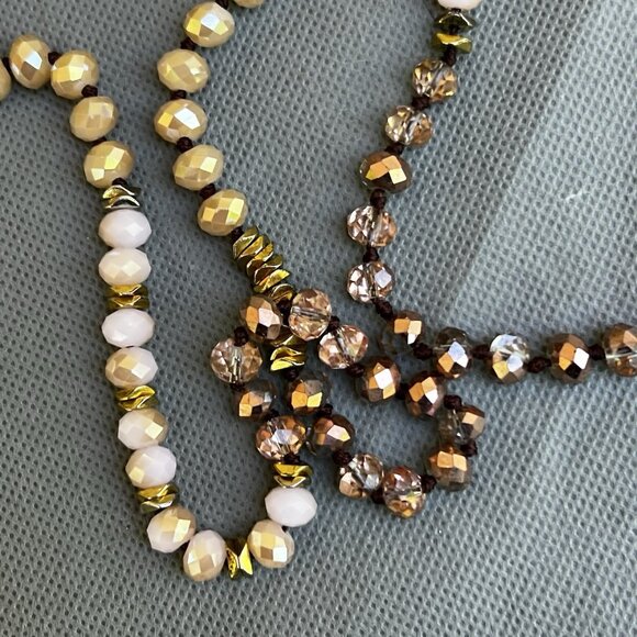 32.5" Fashion Necklace Pink Gold Beaded - Picture 2 of 3